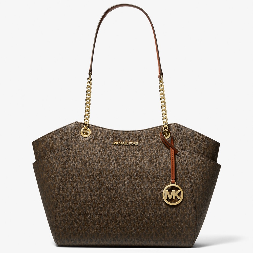 Michael Kors Black Tote with Gold Chain